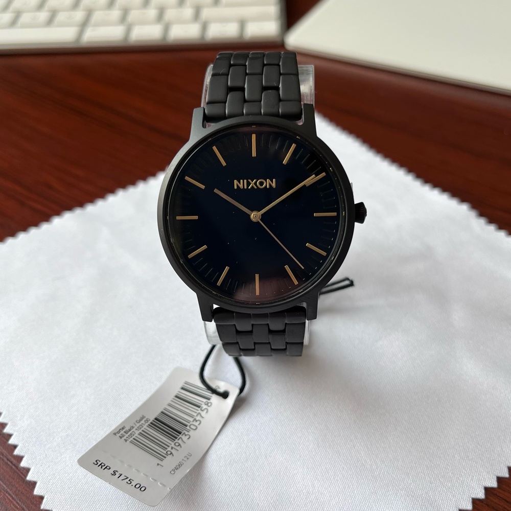 Nixon Mens Watch Porter Black Gold